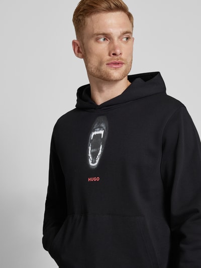 HUGO Hoodie met labelprint, model 'Dartchon' Zwart - 3