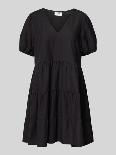 Vila Tailliertes Minikleid aus Viskose-Mix mit Leinen-Anteil Modell 'PRISILLA' Black 2