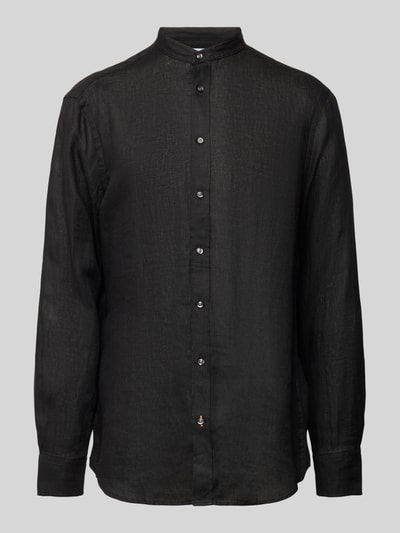 Christian Berg Men Regular fit linnen overhemd met opstaande kraag Zwart - 2