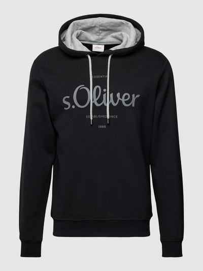 s.Oliver RED LABEL Hoodie mit Logo-Print und Kapuze mit Tunnelzug Black 2