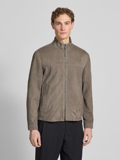 Strellson Regular Fit Lederjacke aus echtem Ziegenvelours Modell 'JIMMY-S' Graphit 4