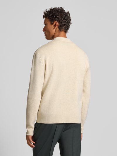 Jack & Jones Premium Gebreid jack met kentkraag, model 'MILANO' Offwhite gemêleerd - 5