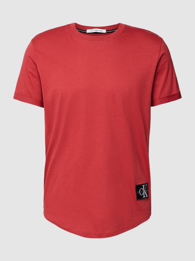 Calvin Klein Jeans T-shirt met labelpatch Donkerrood - 2