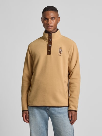 Polo Ralph Lauren Fleecepullover met opstaande kraag en stitching Camel - 4