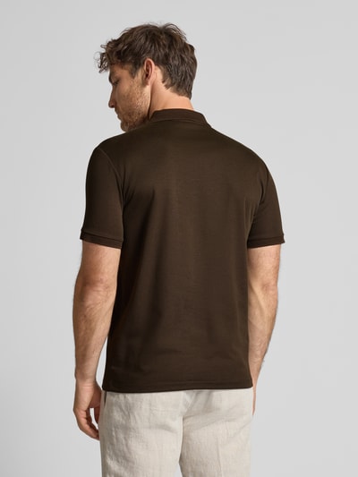 SELECTED HOMME Regular fit poloshirt van katoenmix, model 'FAVE' Donkerbruin - 5