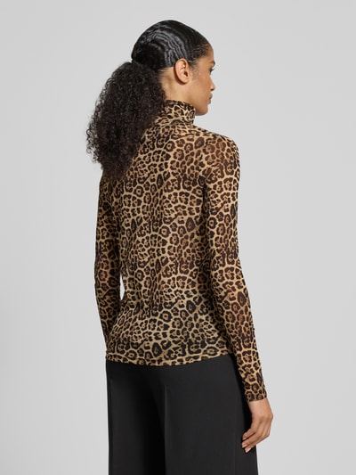 LOLLYS LAUNDRY Longsleeve aus Mesh mit Stehkragen Modell 'Orie' Hellbraun 5