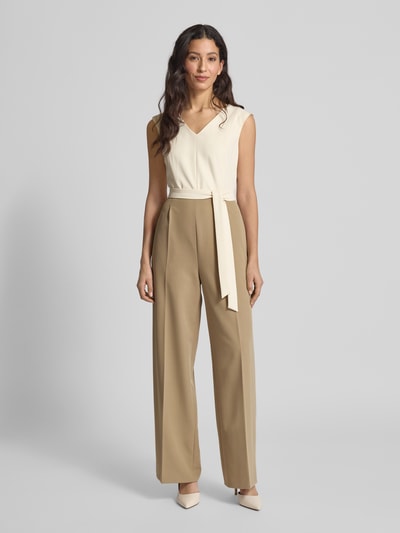 s.Oliver BLACK LABEL Shaped Fit Jumpsuit mit Teilungsnähten Khaki 4