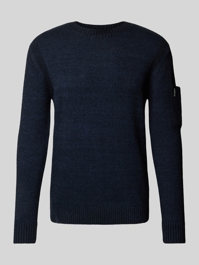 GABBA Gebreide pullover met labeldetail, model 'LUCA' Marineblauw - 2