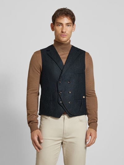 CG - Club of Gents Gilet met reverskraag, model 'Mathew' Donkerblauw - 4