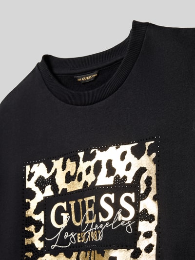 Guess Sweatshirt mit Label-Print und Rundhalsausschnitt Black 2