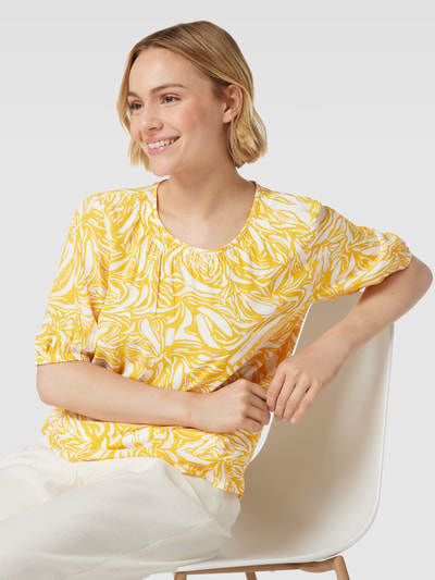 comma Casual Identity Blusenshirt aus Viskose mit Allover-Muster GELB 3