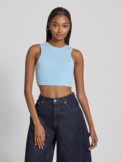 Only Slim fit korte tops van katoenmix, model 'VILMA' Lichtblauw - 4