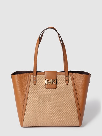 MICHAEL Michael Kors Torba shopper z detalem z logo z efektem metalicznym Beżowy 2