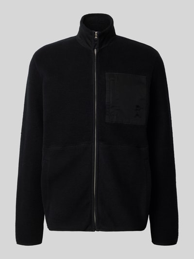 Armedangels Relaxed fit fleecejack van puur katoen, model 'FLAABO' Zwart - 2