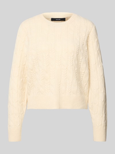 VERO MODA Regular fit gebreide pullover met kabelpatroon, model 'ARIES' Ecru - 2