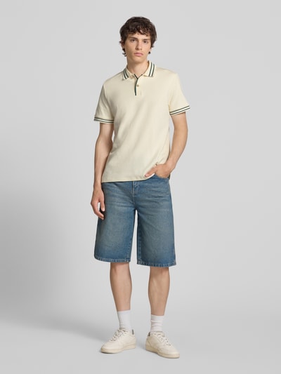 Blend Slim Fit Poloshirt mit Strukturmuster Modell 'FABLE' Offwhite 1