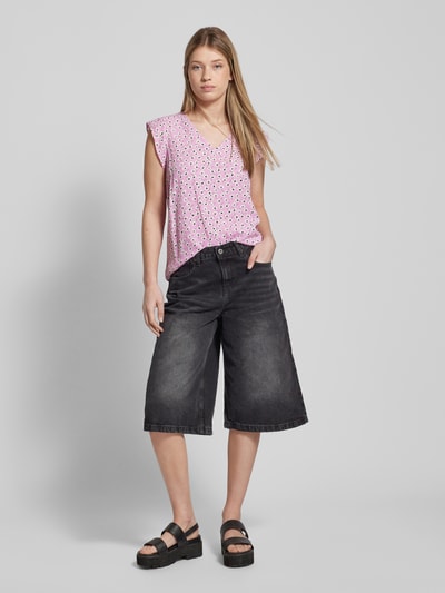 Pieces Top van viscose met V-hals, model 'NYA' Roze - 1