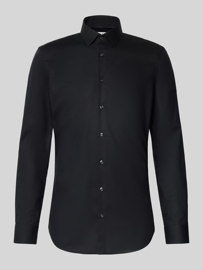 Jake*s Super Slim Fit Businesshemd aus Popeline Black 2