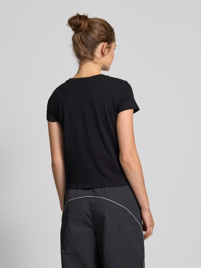 Review Loose fit T-shirt met geribde ronde hals Zwart - 5