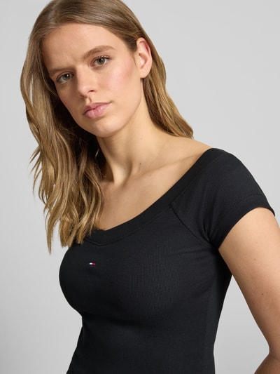 Tommy Jeans t-shirt o kroju slim fit z mieszanki bawełny Czarny 3