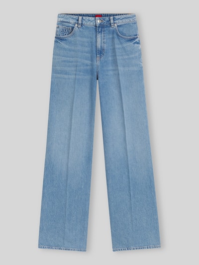 HUGO Wide Leg Jeans aus reiner Baumwolle mit Bügelfalten Hellblau 2