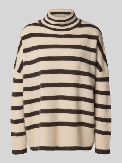 COMMA Strickpullover aus Wolle mit Stehkragen Beige 1