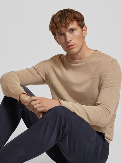 Lerros Gebreide pullover met ribboorden Beige - 3