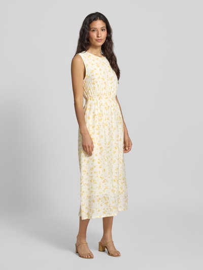 MSCH Copenhagen Midikleid mit Strukturmuster Modell 'Falisha' GELB 1