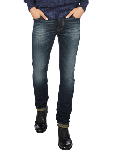 7 For All Mankind Used Look Straight Fit 5-Pocket-Jeans Dunkelblau Melange 3