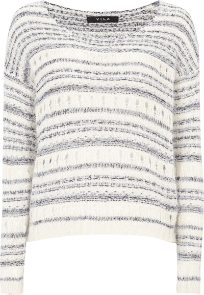 Vila Pullover aus flauschigem Lochstrick Offwhite 4