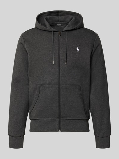 Productfoto, regular fit sweatjack van katoenmix van Polo Ralph Lauren in donkergrijs, rechte vormen, zachte textuur, Heren sweatjack