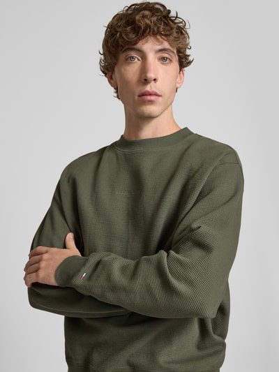 Tommy Jeans Regular Fit Sweatshirt mit Waffel-Struktur Dunkelgruen 3