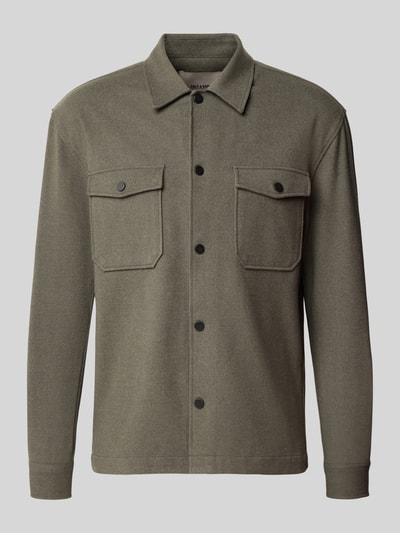Produktfoto, Hemdjacke mit Brusttaschen von ONLY & SONS in unifarbener Optik, Langarm, Manschette, durchgehende Knopfleiste, gerade Textur