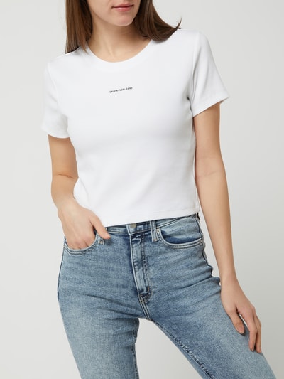 Calvin Klein Jeans Cropped Shirt mit Stretch-Anteil  Weiss 4