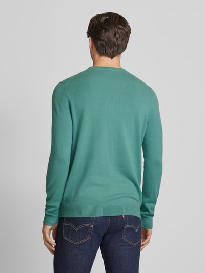 Christian Berg Men Gebreide pullover met ronde hals Rietgroen gemêleerd - 5