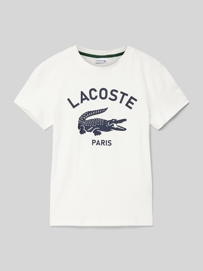 Lacoste T-shirt z nadrukiem z logo Złamany biały 1