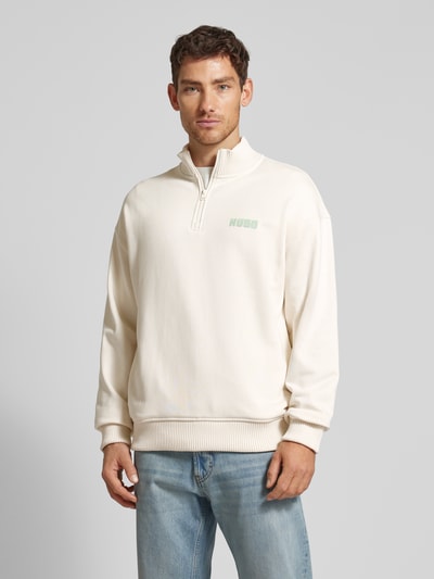 HUGO Sweatshirt met opstaande kraag, model 'Diqiele' Offwhite - 4