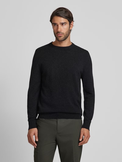 Christian Berg Men Strickpullover mit gerippten Abschlüssen Anthrazit Melange 4