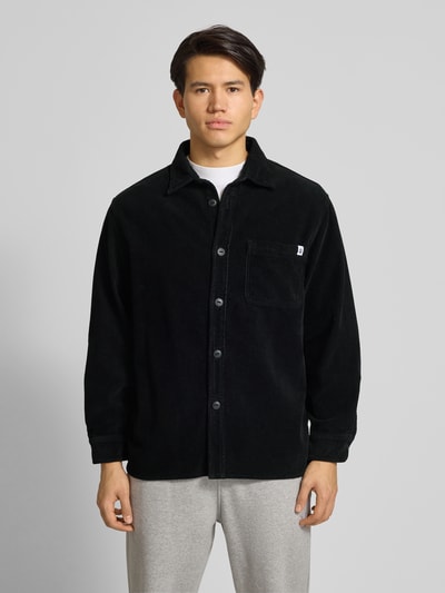 Edwin Regular fit vrijetijdsoverhemd van corduroy met kentkraag, model 'ANDER' Zwart - 4
