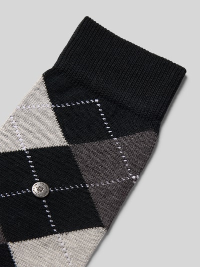 Burlington Sokken met argyle-stitching, model 'Covent' Zwart - 2