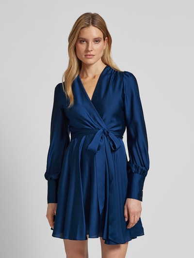 Swing Cocktailkleid in Wickel-Optik Blau 4