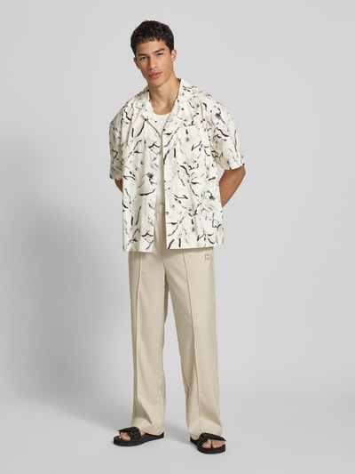 Pegador Relaxed fit vrijetijdsoverhemd met labelstitching, model 'Novo' Ecru - 1