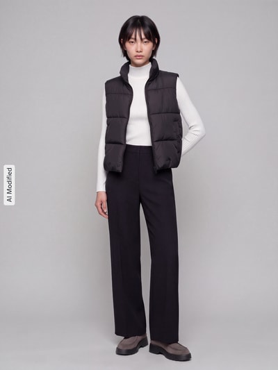 PIECES kamizelka o kroju regular fit ze stójką BLACK 1