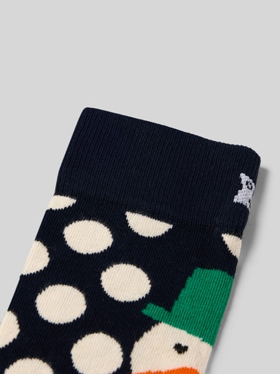 Happy Socks Regular fit sokken met logostitching, model 'Jumbo Snowman' Marineblauw - 2