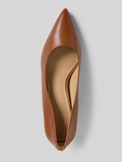 Lauren Ralph Lauren Pumps van leer met elastisch riempje, model 'ADRIENNE' Cognac - 3