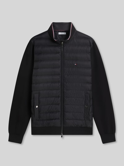 Tommy Hilfiger regular fit gebreid jack met doorgestikte inzet van katoenmix Zwart - 2