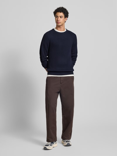 JACK & JONES Gebreide pullover met ronde hals, model 'PANNEL' Marineblauw - 1