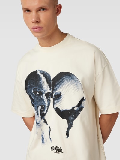 Multiply Apparel Oversized T-Shirt mit Motiv-Print Beige 3