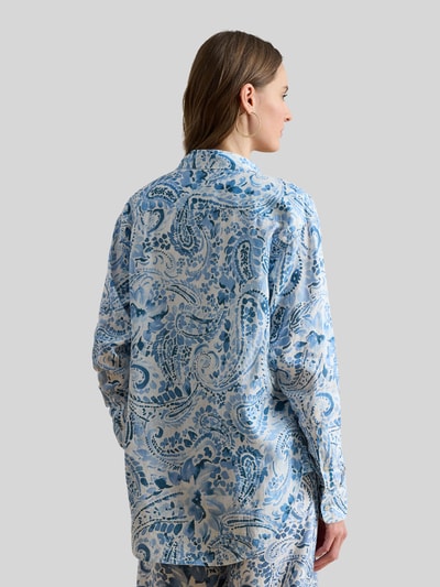 Lauren Ralph Lauren Relaxed Fit Leinenbluse aus reinem Leinen mit Allover-Muster Hellblau Melange 5