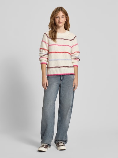 Pieces Regular Fit Strickpullover mit Raglanärmeln Modell 'NELIA' Offwhite 1